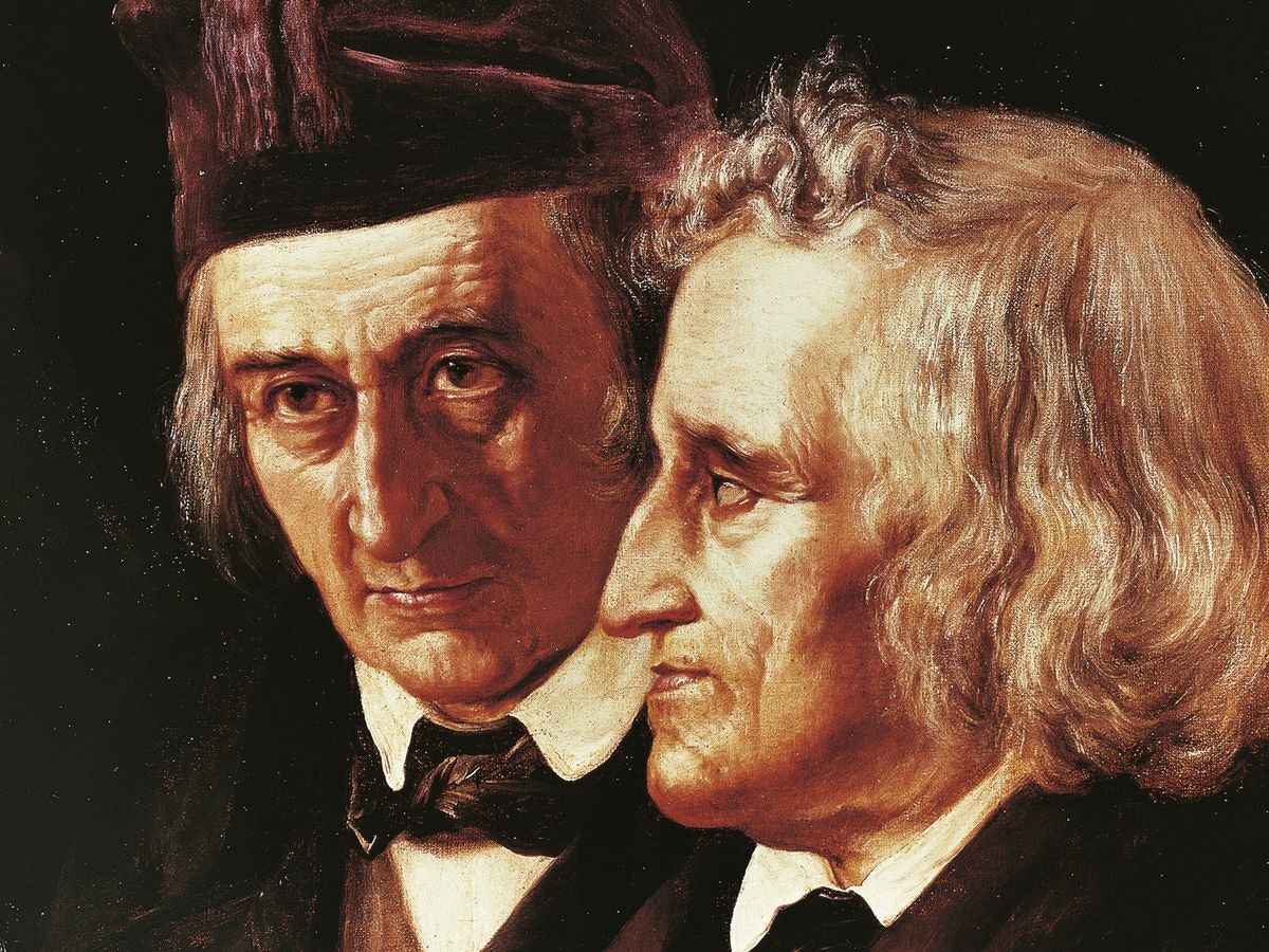 Wilhelm and Jacob Grimm, portrayed by Elisabeth Jerichau-Baumann (1855)