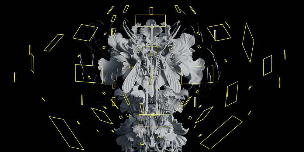 Visualization of the spotlight placement in one of the artworks (yellow rectangles).