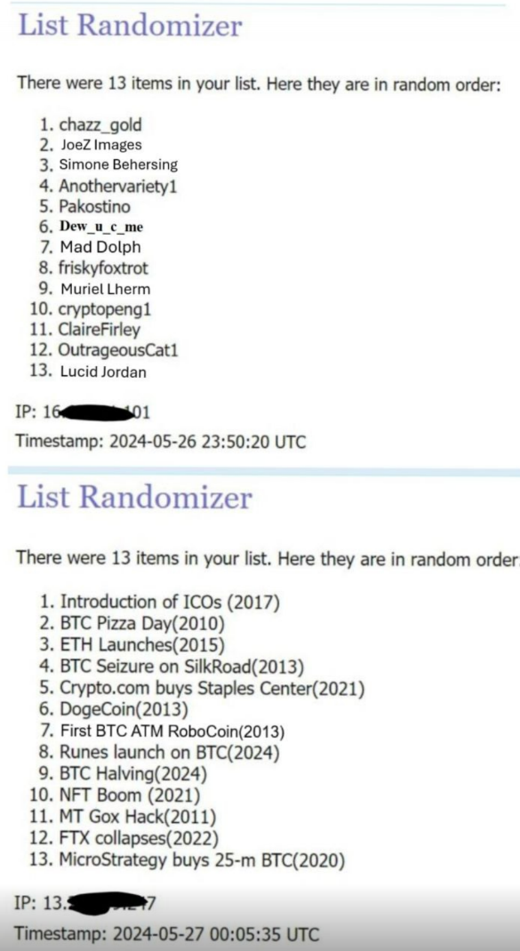 Artist/Story Assignment (OC artists added as they were selected) 