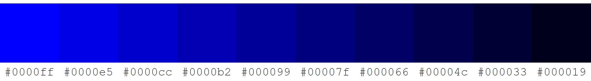 Shades of #0000ff