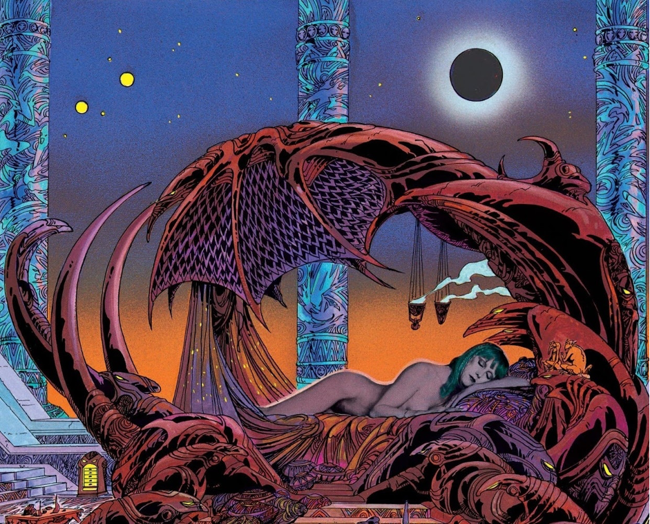 Philippe inserted black and white pictures of his wife, Anita into his drawings to depict Salammbo.