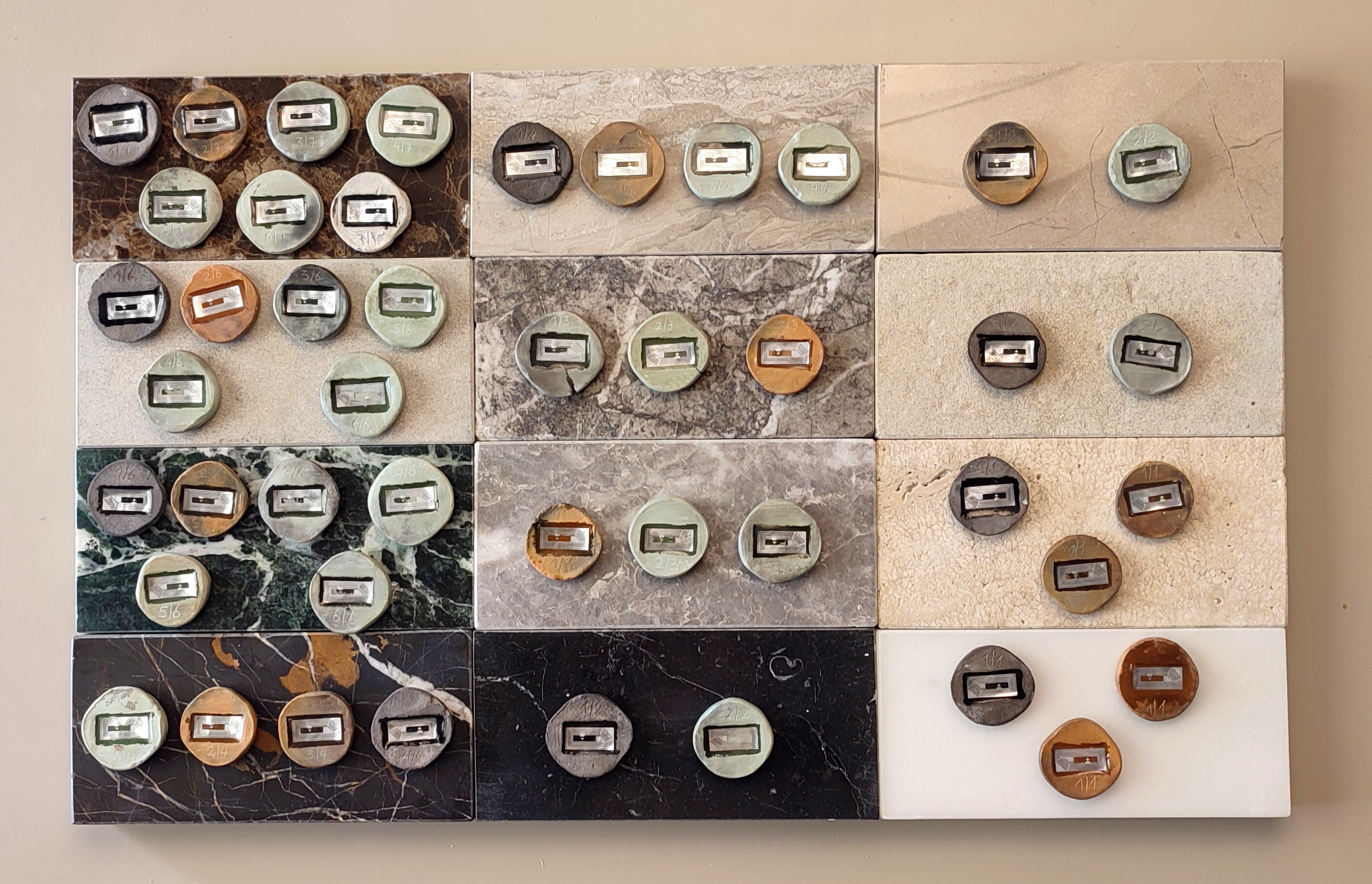 Back view of the coins (NFC chips)