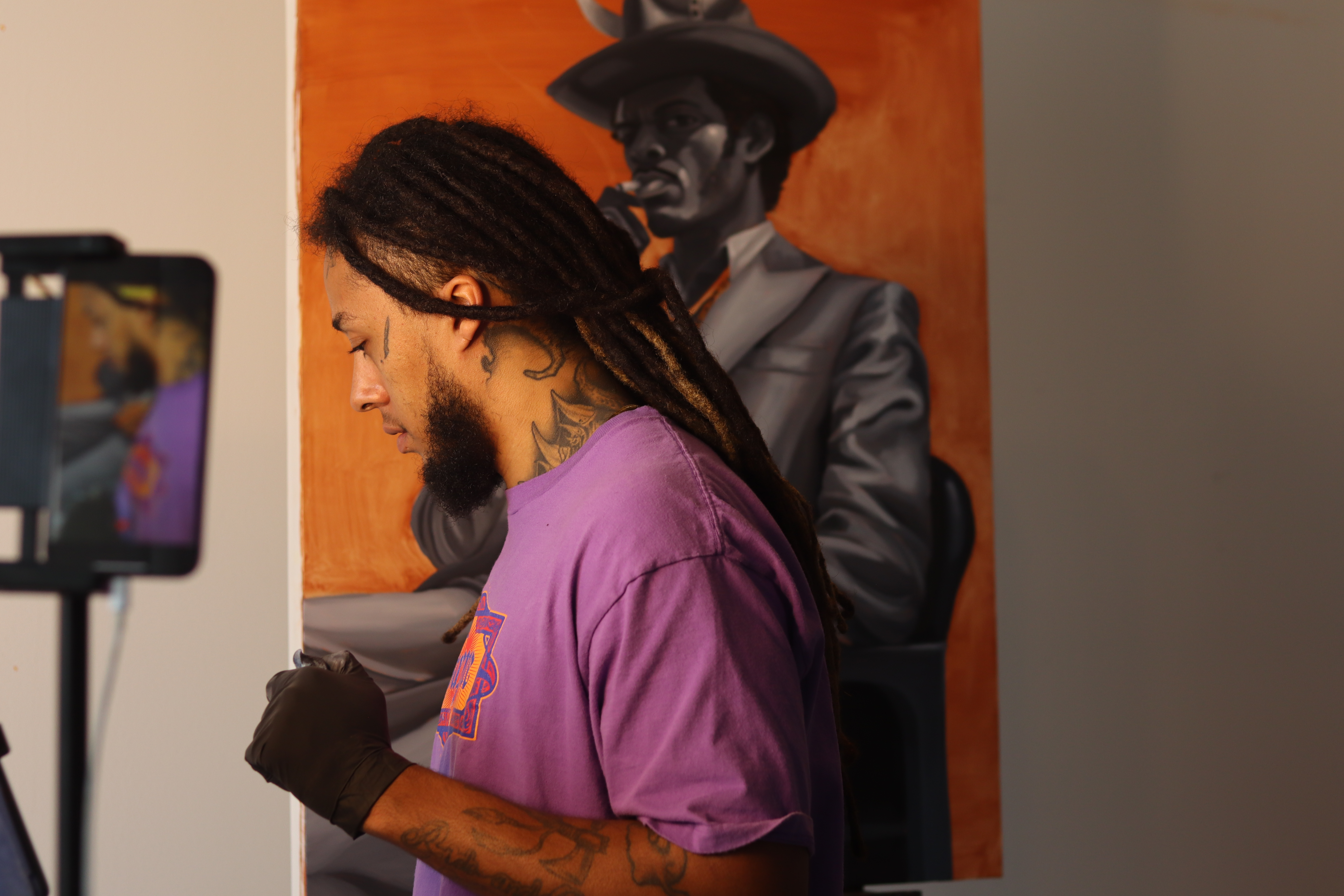 Cory at work in his personal studio.