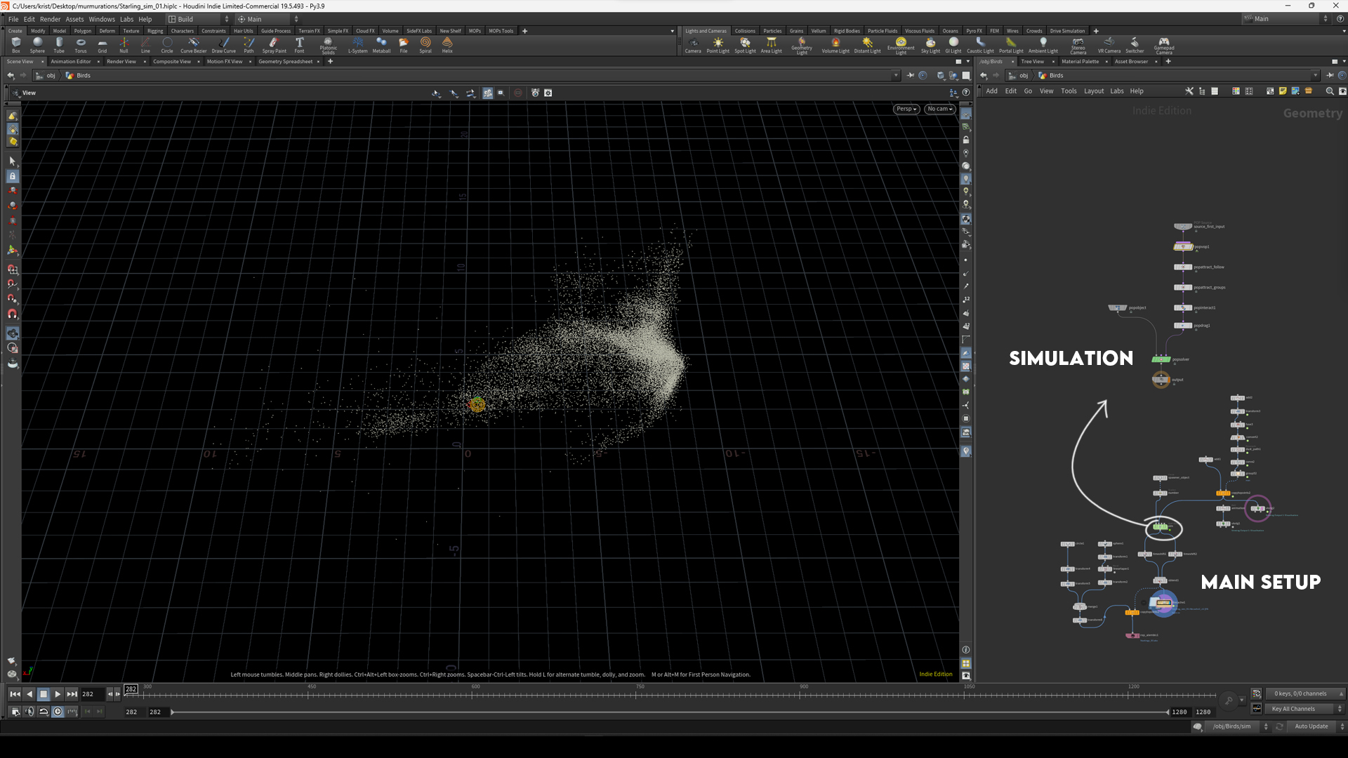 Visualization of the murmuring simulation
