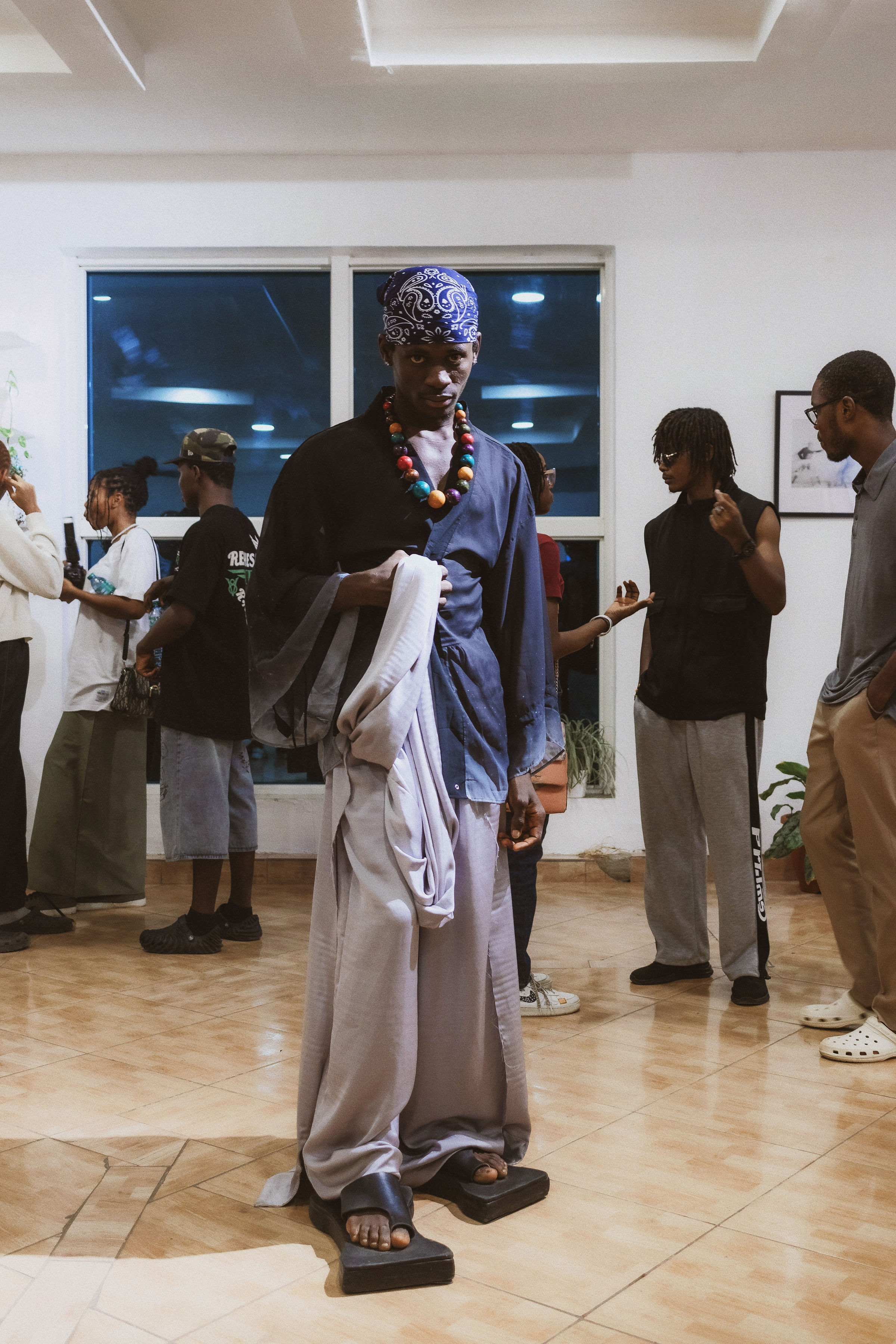 Featured artist, Paul Abbah, at the opening reception