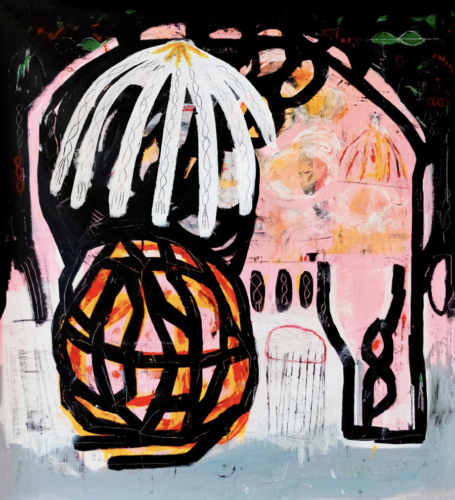 Batshit Crazy by Primitive RE. Painting available at Colonna Contemporary