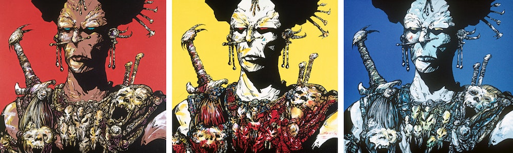 Nomade, Philippe Druillet, Acrylic on canvas, mixed media, 120 cm x 120 cm (each) - 1993