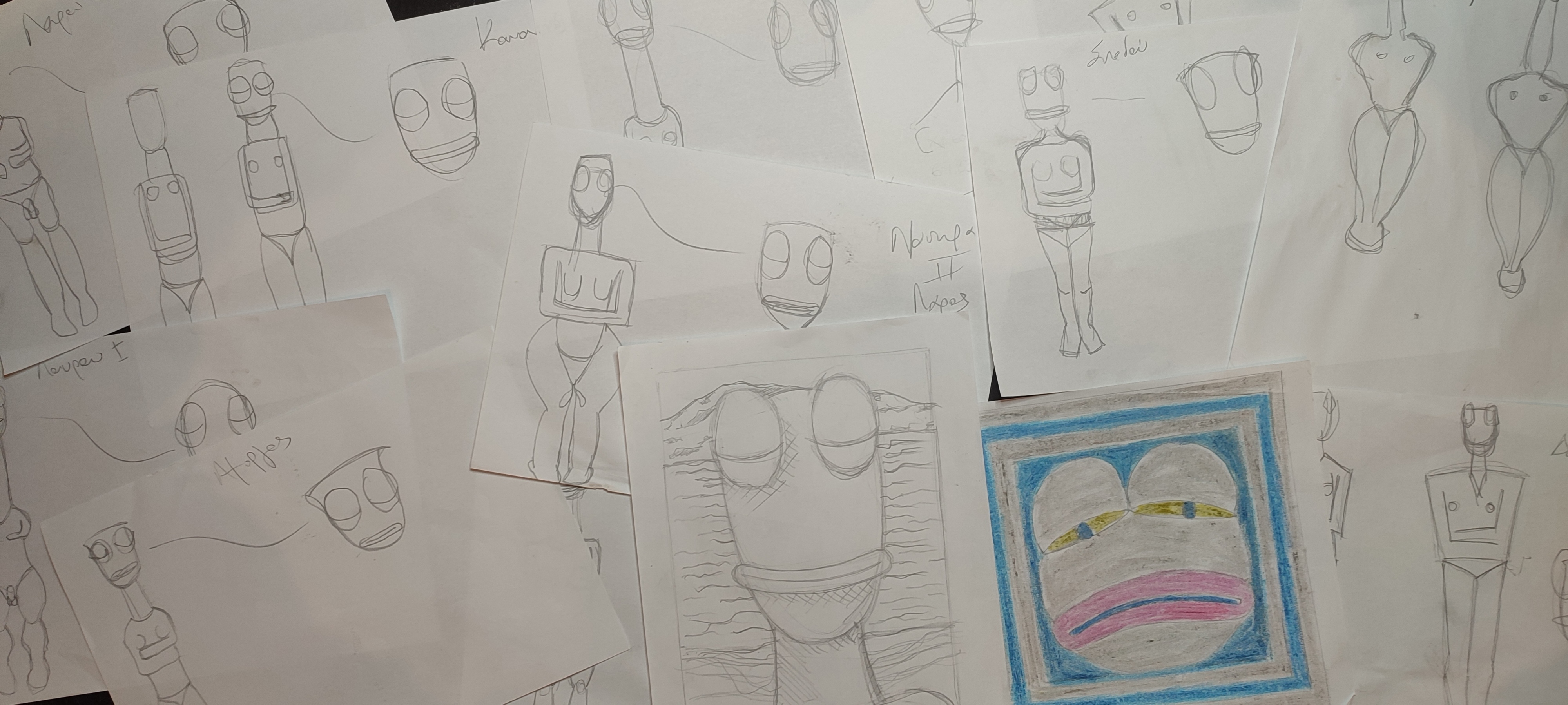 Various sketches of Folded Arm Frogs, 2022-2023