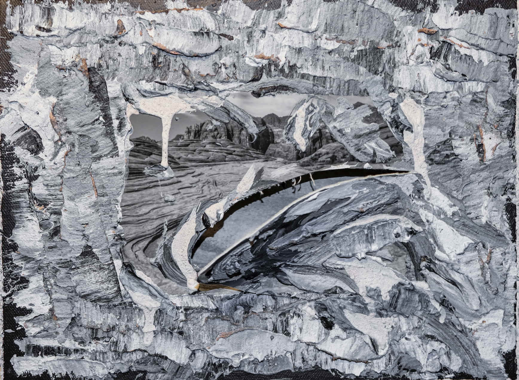 Ancient Desert Sea Sand. 9" x 12" Mixed Media (canvas, acrylic and terra) on matte photo print